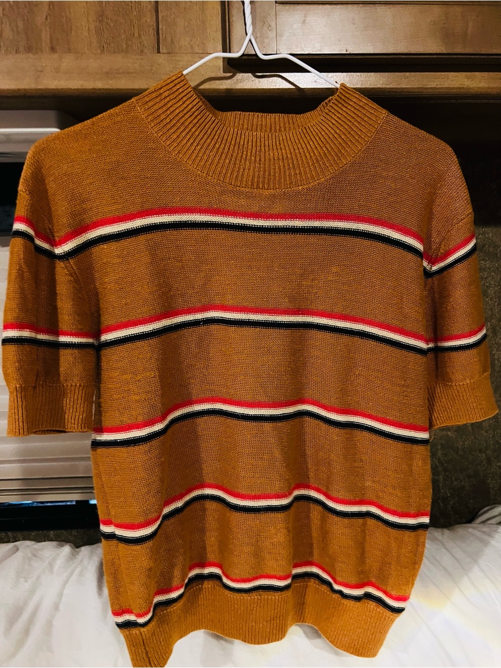 Free People Short-Sleeve Striped Sweater
